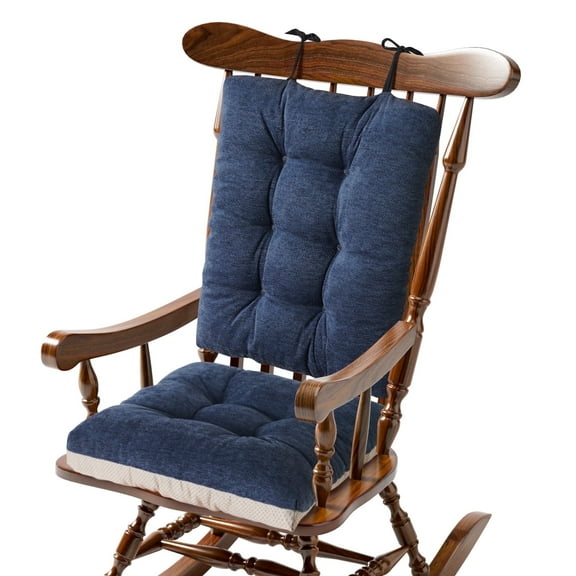 VCOMSOFT Polyester Tufted Rocking Chair Cushion Set, Memory Foam Non Slip Glider Rocker Seat Cushions, Navy