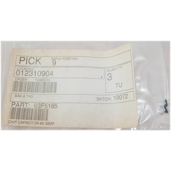 VCR Replacement Chip Capacitor 4V 33MF Part No. 83F5185