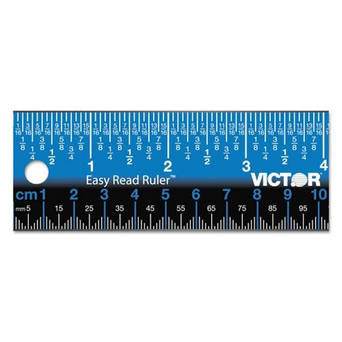 VCT 18 in. Standard & Metric Easy Read Stainless Steel Ruler, Blue & Black