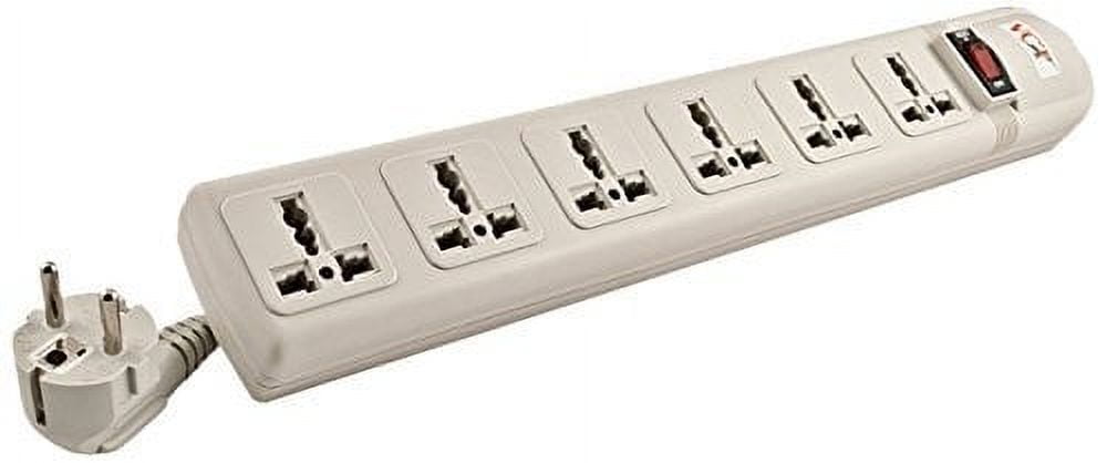 VCT - 220V/240V AC 13A Universal Surge Protector / Power Strip with 6 Universal Outlets. 50Hz/60Hz - 450 Joules. Max. 4000 Watt Capacity - Heavy Duty European Cord
