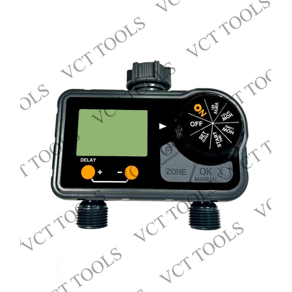 VCT Sprinkler Timer 2 Zone Outdoor Garden Water Hose Timer Big Screen