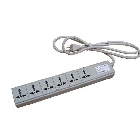 VCT USP600 - Universal Power Strip 6 Outlets 100V to 220V/250V and 3500 Watts Built-in Universal Surge Protector with Window Shutters and Circuit Breaker for Worldwide Use