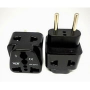 VCT Universal 2-outlet Plug Adapter for USA to Europe, Italy, France, Turkey, CE VP-204AB