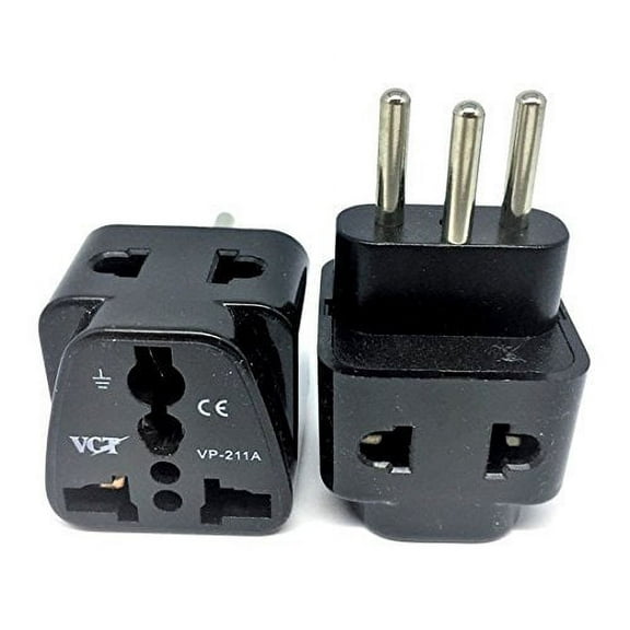 VCT Universal 2-outlet Switzerland Plug Adapter Grounded USA to Switzerland Power Plug (VP-211AB)