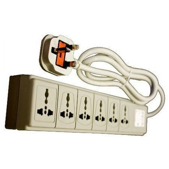 VCT WPS-UK 220/240 Volt 6 Outlet Surge Protector with UK Plug - CE Certified