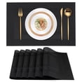 thumbnail image 1 of VCVCOO Black Placemats Set of 6 Washable Woven Vinyl Placemats, Easy to Clean Wipeable Plastic Dining Table Mats 12x18 inch, 1 of 10