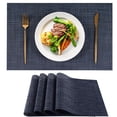 thumbnail image 1 of VCVCOO Blue Placemats Set of 4 - Washable Plastic/Vinyl Woven Placemats - Wipeable Heat Resistant Table Mats for Dining Table, 1 of 12