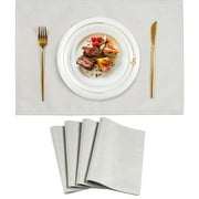 VCVCOO Rectangular Polyester Wrinkle Resistant Rustic Placemats Set of 4, Light Gray