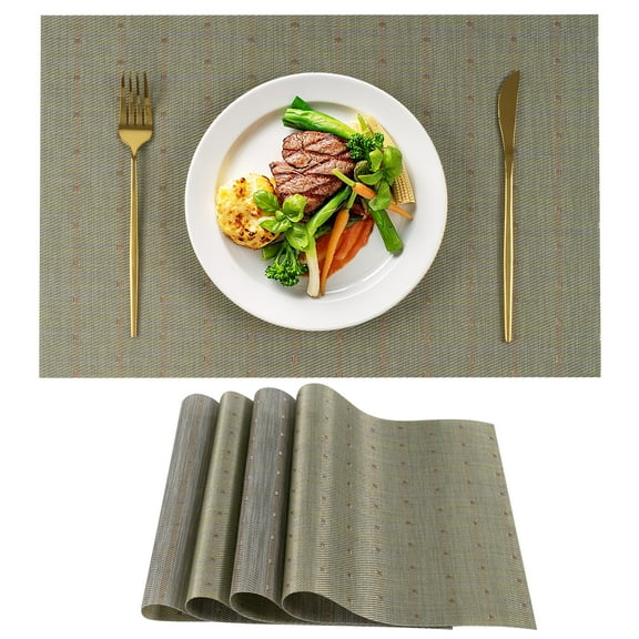 VCVCOO Green Placemats Set of 4 Non Slip Heat Resistant Rectangle Table Mats Washable Place Mats for Dinner Party Table Decoration