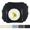 thumbnail image 1 of VCVCOO Heat Resistant Leather Placemats Set of 4 Waterproof Wipeable Washable PU Table Mats, Easy to Clean Anti-Slip Place Mats for Kitchen Dining 12x18 inch, Black, 1 of 11