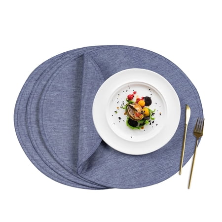 VCVCOO Thick Woven Kitchen Placemats Set of 4, 15 Inch Round Machine Washable Heat Resistant Table Mats