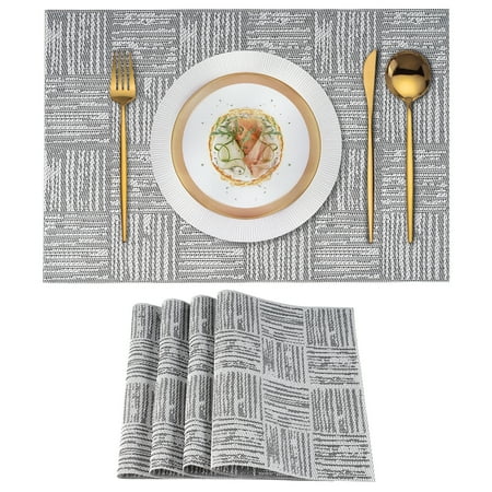 VCVCOO PVC Placemats Set of 4, Heat Resistant Non-Slip Vinyl Placemats for Dining Dinner Table, Washable Wipeable Woven Table Mats