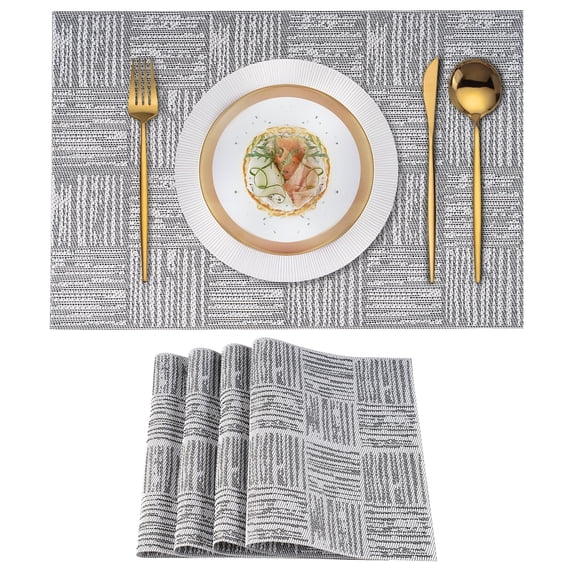 VCVCOO PVC Placemats Set of 4, Heat Resistant Non-Slip Vinyl Placemats for Dining Dinner Table, Washable Wipeable Woven Table Mats