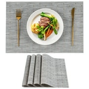 VCVCOO Placemats Set of 4,Durable Placemats for Dining Table,Washable Woven Plastic/Vinyl Kitchen Placemats Gray