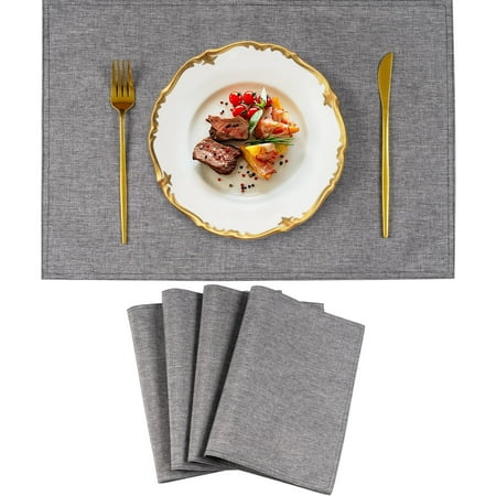 VCVCOO Heat Resistant Linen Placemats Set of 4 - Machine Washable Table Mats for Holiday Kitchen Dining