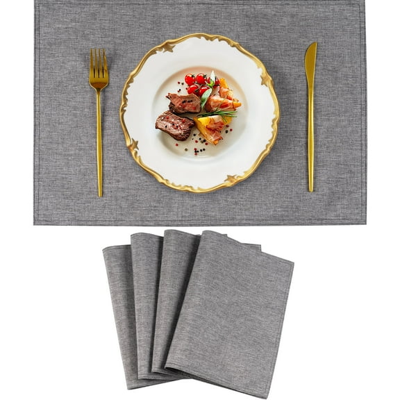 VCVCOO Placemats Set of 4 - Machine Washable Fabric Table Mats - Heat Resistant Linen Cloth Placemats for Holiday Kitchen Dining Table 13x19 inch