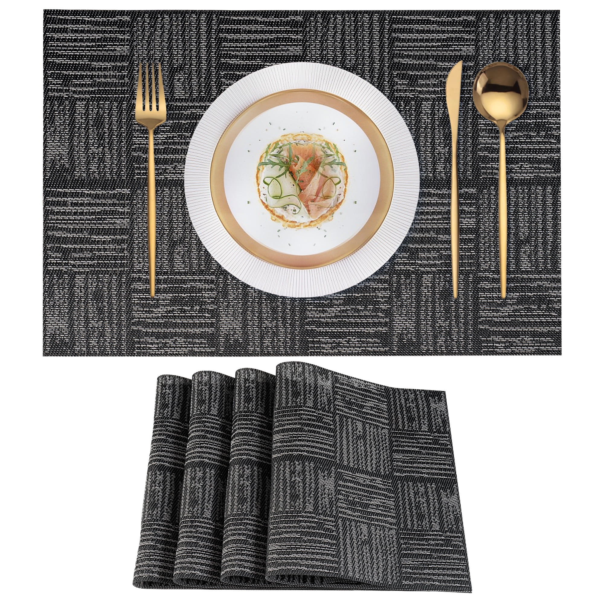 VCVCOO Placemats Set of 4, Vinyl Table Place Mats Heat Resistant Non Slips Placemats, Washable Wipeable Placemat for Kitchen Dining Table