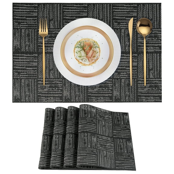 VCVCOO Placemats Set of 4, Vinyl Table Place Mats Heat Resistant Non Slips Placemats, Washable Wipeable Placemat for Kitchen Dining Table