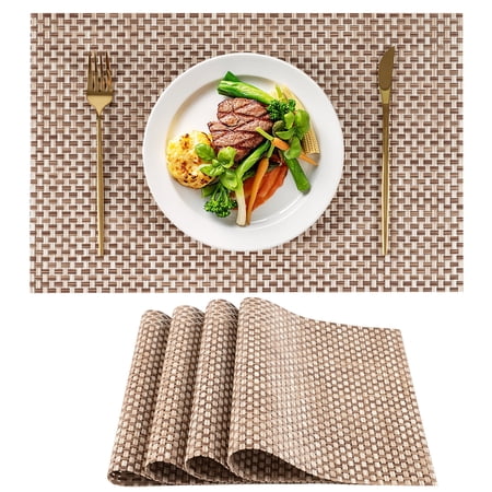VCVCOO Placemats Set of 4 - Heat Resistant Place Mats, Washable Vinyl Table Mats for Kitchen Dining 12x18 inch