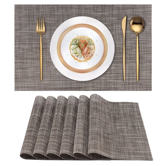 VCVCOO Placemats Set of 6 - Vinyl Heat Resistant Table Placemats - Easy Clean Wipeable Washable Durable PVC Table Mats for Indoor Dining