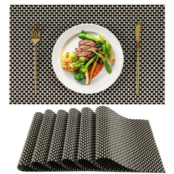 VCVCOO Placemats Set of 6, Vinyl Table Place Mats Stain Resistant Placemats Washable Wipeable Placemat for Kitchen Dining Table Indoor Outdoor