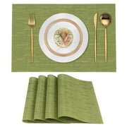 VCVCOO Sage Green Placemats Set of 4 - Heat Resistant Non-Slip Place mats for Dining Table, Washable Durable PVC Vinyl Woven Table Mats 12x18 inch