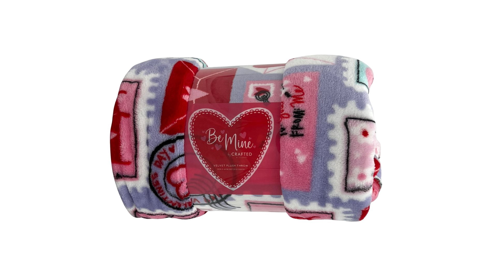 Crafted By Catherine Valentine's Day Plush Throw, Postal Print, Standard Size, All Ages