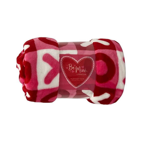 Crafted by Catherine Valentine's Day XOXO Checkerboard Plush Throw, Standard Size, All Ages