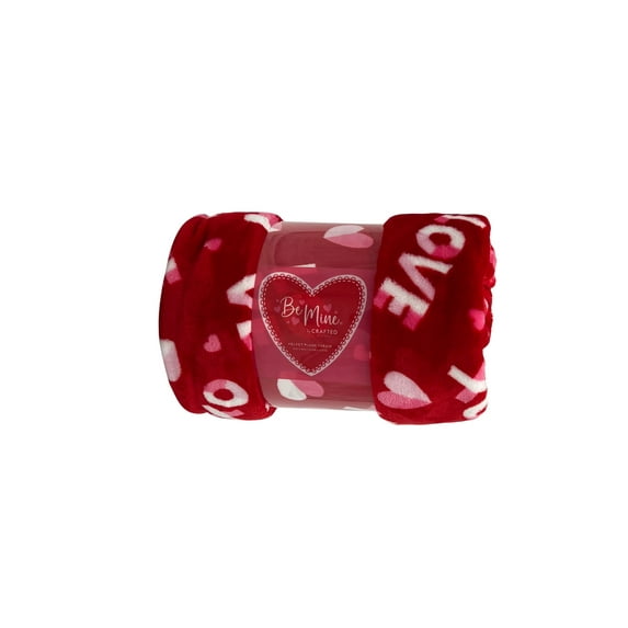 Crafted By Catherine Valentine's Day Plush Throw, XOXO Love, Standard Size, All Ages