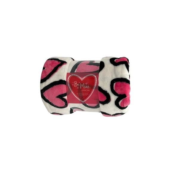 Crafted By Catherine Valentine's Day Plush Throw, Painted Hearts, Standard Size, All Ages
