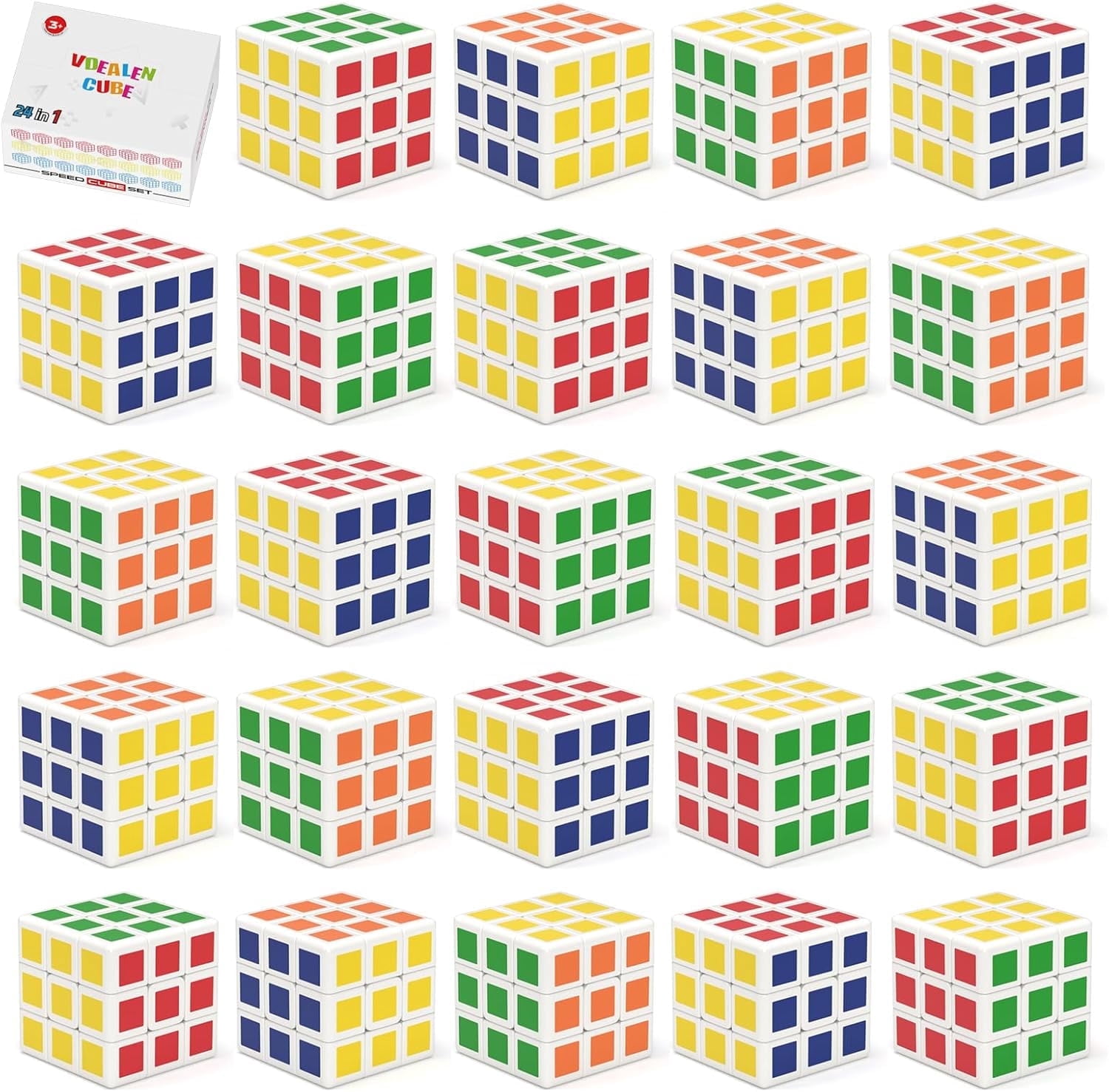 MUSUNFE Lot 48 Sacs De Fête – 24 Mini Smiley Et 24 Cubes Magiques 3x3 Cm – Idées Récompenses, Anniversaires