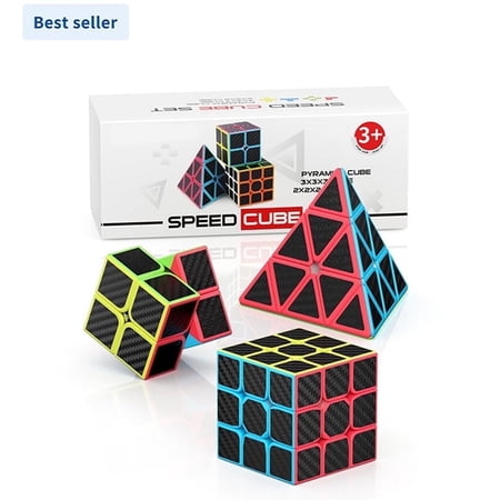 Vdealen Speed Cube Set, 2X2 3X3 Pyramid Carbon Fiber Cube Stickerless Fast Cube with Instruction