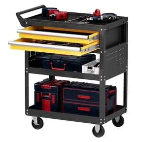 VDEVY 5 Tier Heavy Duty Rolling Tool Cart, 400 lbs Capacity, Lockable Drawers & Pegboard, Mobile Garage Storage Organizer