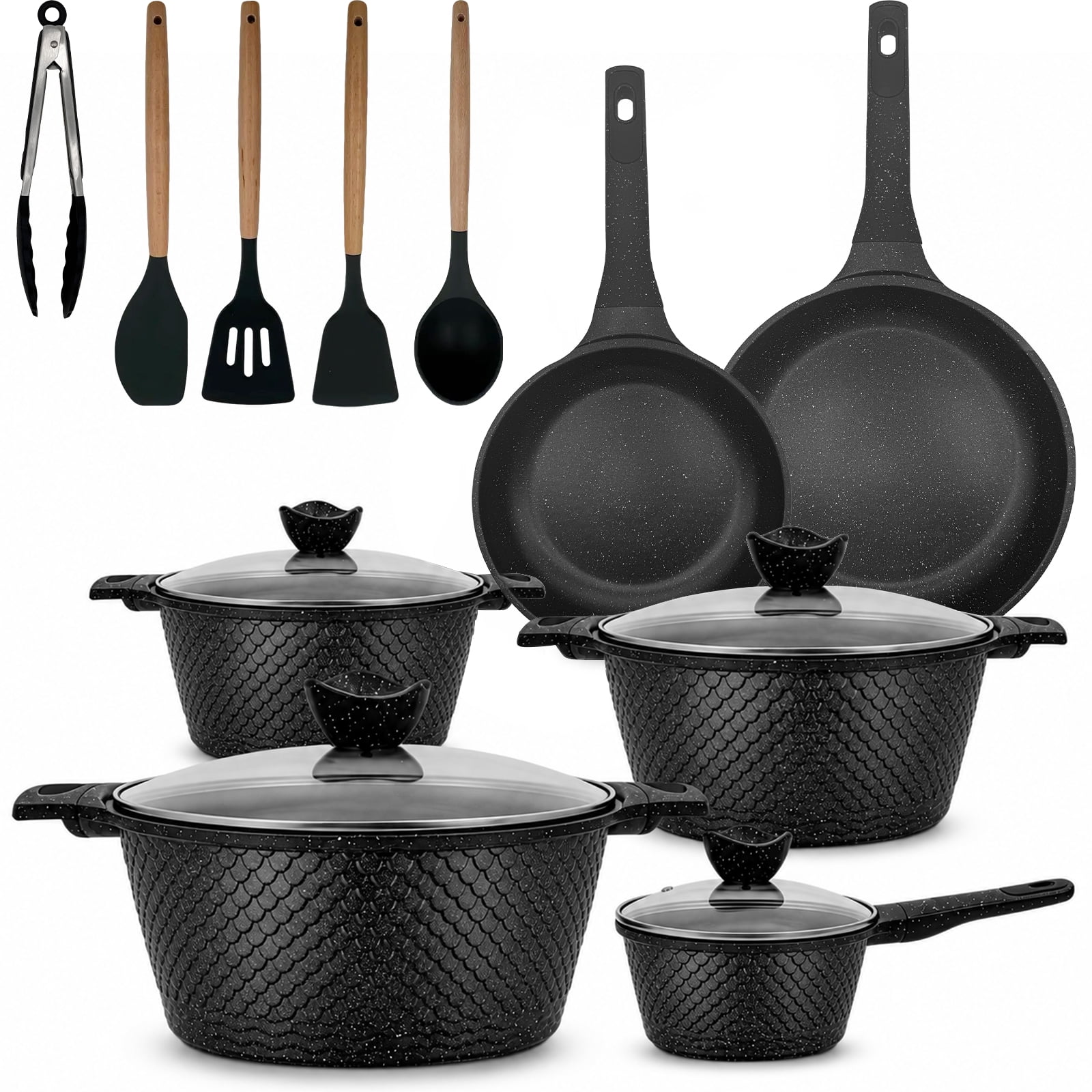 Two Pans Set VDGPWA 16Pcs Pots and Pans Set Non Stick Stay Cool Handles Dishwasher ...