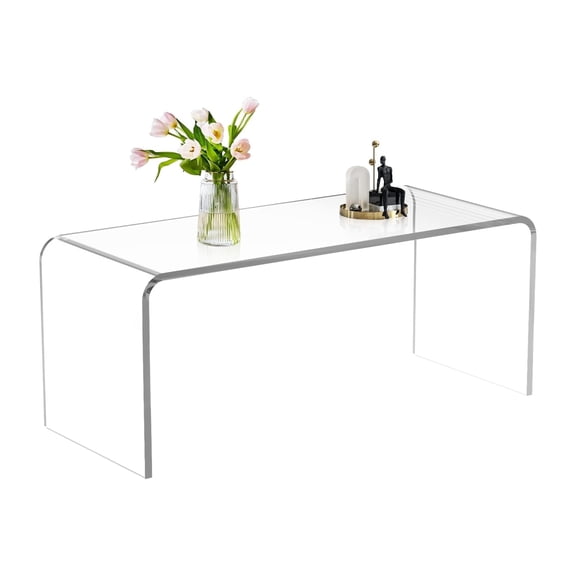 VDGPWA 39” Extended Long Rectangle All Acrylic Waterfall Coffee Table, Clear