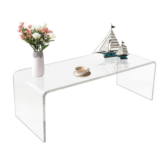 VDGPWA 50” Super Large All Acrylic Waterfall Coffee Table,  0.8” Thickened, Clear