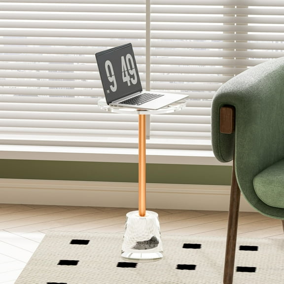 VDGPWA 12" Clear Acrylic End Table, Thick Side Table for Living Room, Bedroom