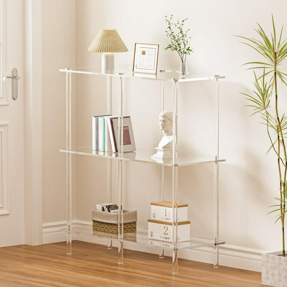 VDGPWA Integrated Modern 3 Tier Acrylic Console Table, Clear