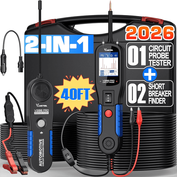 VDIAGTOOL V200 Pro Automotive Power Probe Tester Circuit Breaker Finder Tool 12/24V Electrical Open Short Circuit Finder Wire Tracer AC/DC Trailer Relay Fuse Tester for Cars