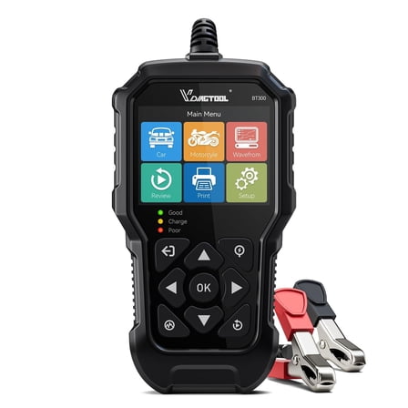 Vdiagtool BT300 Car Battery Tester 6V 12V, 5-3000 CCA Battery Load Tester Automotive Digital Analyzer Alternator Charging Cranking System Tester