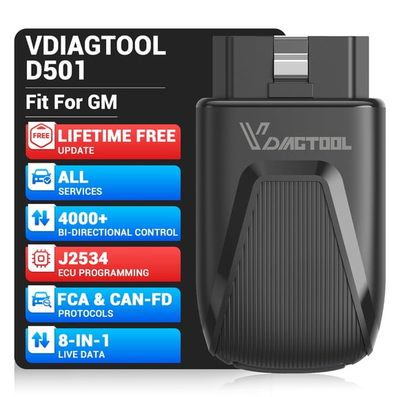 VDIAGTOOL D501 Bluetooth OBD2 Scanner J2534 ECU Pr0gramming Tool, Bidirectional Scan Tool for GM, Full System Diagnostic Scanner, Free Updates