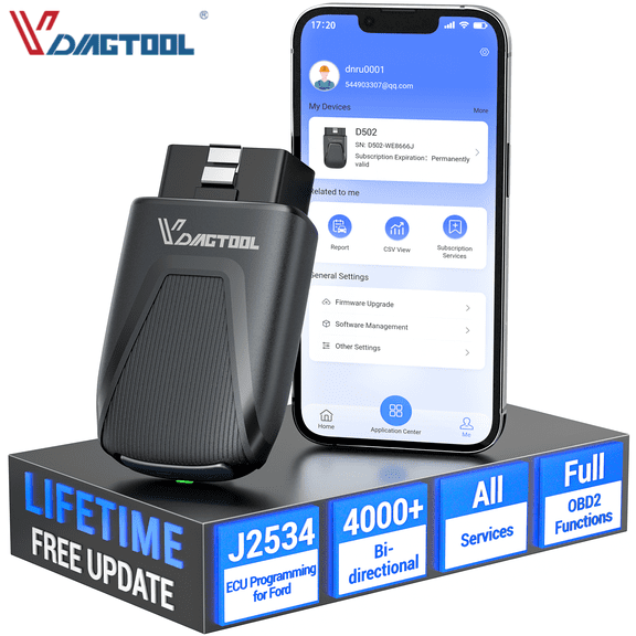 VDIAGTOOL D502 Bluetooth OBD2 Scanner J2534 ECU Pr0gramming Tool, Bidirectional Scan Tool for Ford, Full System Diagnostic Scanner, Free Updates