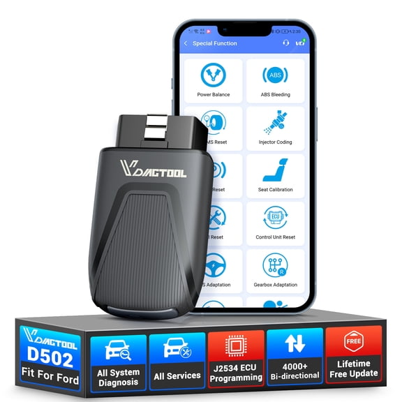 VDIAGTOOL D502 Bluetooth OBD2 Scanner J2534 ECU Pr0gramming Tool, Bidirectional Scan Tool for Ford, Full System Diagnostic Scanner, Free Updates