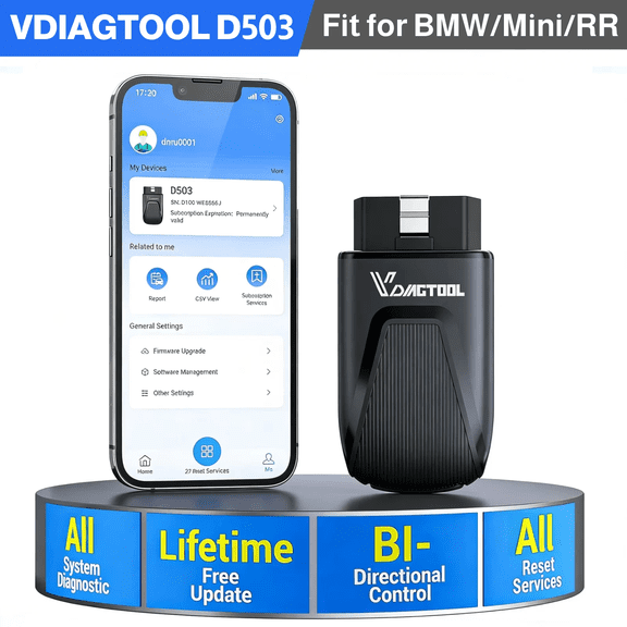 VDIAGTOOL D503 Bluetooth OBD2 Scanner J2534 ECU Pr0gramming Tool, Bidirectional Scan Tool for BMW, Full System Diagnostic Scanner, Free Updates