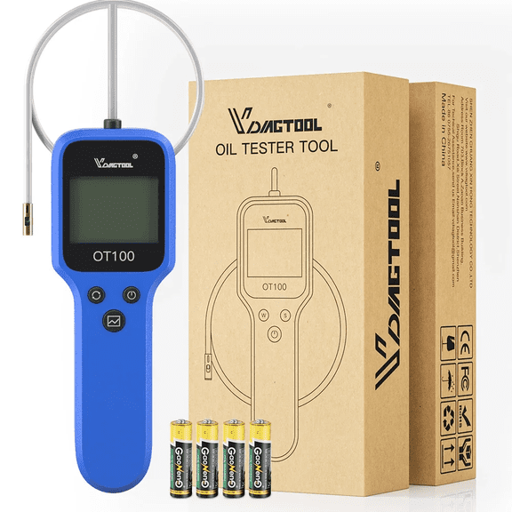 VDIAGTOOL OT100 Engine Oil Tester Car Oil Quality Diagnostic Tool with LCD Display, Long Probe, Water Content Indicator for Gasoline Vehicles