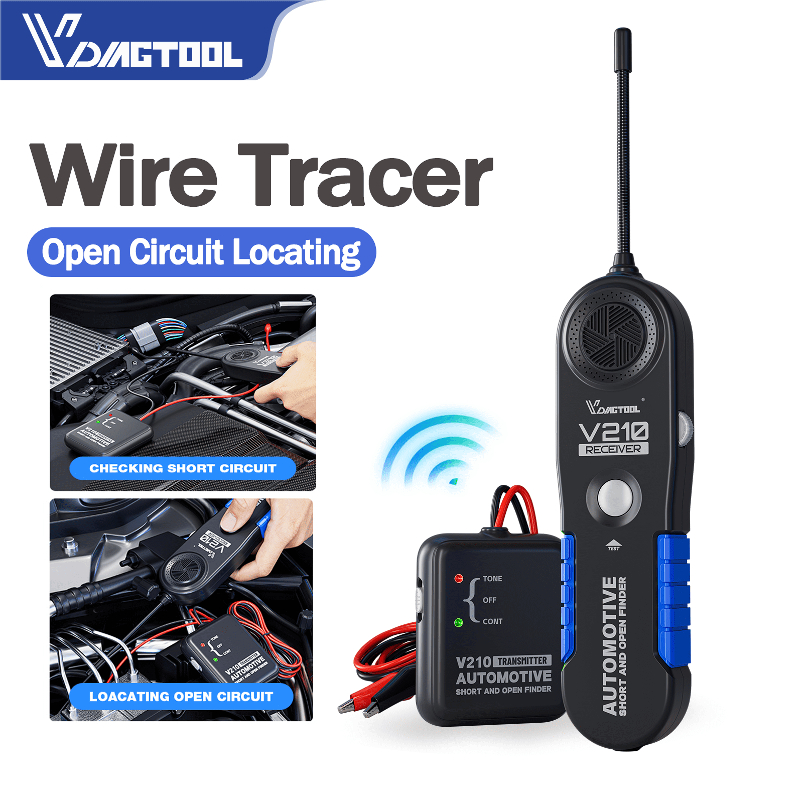 VDIAGTOOL V210 Automotive Wire Tracer Open & Short Circuit Finder