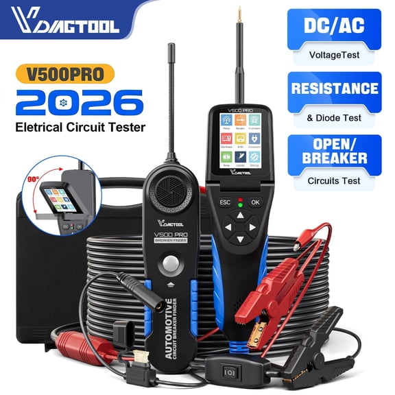 VDIAGTOOL V500 Pro Automotive Circuit Breaker Finder, Power Probe Tester, 9/30V Electrical Open Short Circuit Finder, Digital Multimeter/Oscilloscope/Relay Tester/Injector Test