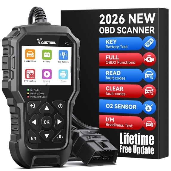 VDIAGTOOL VD31 Car Code Reader OBD2 Scanner with Key Fob Battery Tester, Check Engine Light Reader for Cars and Trucks, escaner automotriz for All OBDII Vehicles 1996+