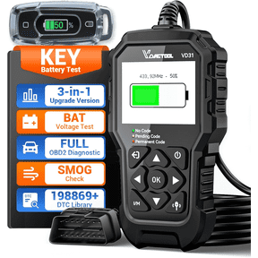VDIAGTOOL VD31 Car Code Reader OBD2 Scanner with Key Fob Battery Tester, Check Engine Light Reader for Cars and Trucks, escaner automotriz for All OBDII Vehicles 1996+