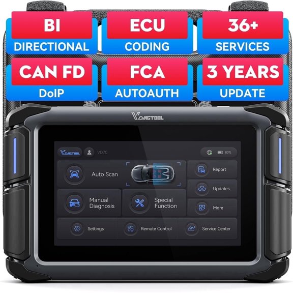 VDIAGTOOL Automotive Bidirectional Scan Tool VD70 OBD2 Scanner Diagnostic Tool with ECU Cod-ing, 36+ Resets, 3-Year Update